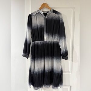 HARPER Black and White Gradient Long Sleeve Midi Dress